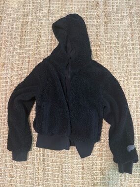 Fabletics Black Teddy Sherpa Zip Hoodie